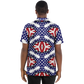 Men's Red White Blue Geometric Pattern All-Over Print Polo Shirt