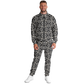 Men's Black Geometric Pattern Track Jacket and Pants
