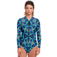 Women's Blue Kaleidoscope Bodysuit Long Sleeve