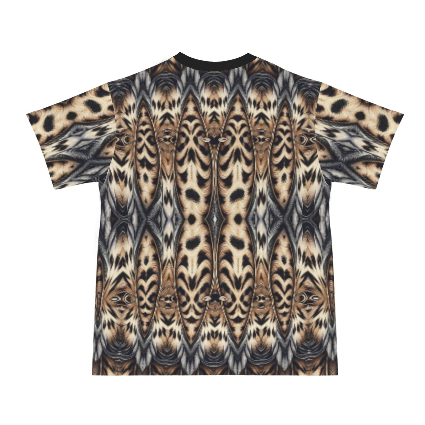 Men's Leopard Trendy Geometric Pattern All-Over Print All Over Print Ribbed Collar T-Shirt