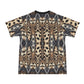 Men's Leopard Trendy Geometric Pattern All-Over Print All Over Print Ribbed Collar T-Shirt