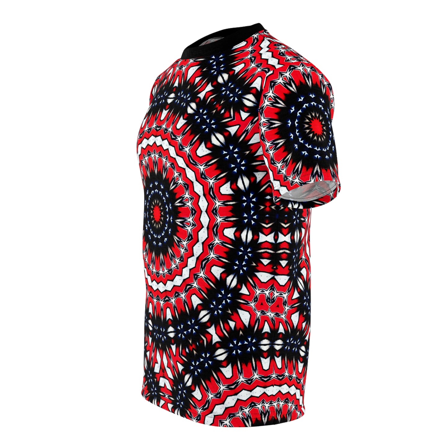 Women's Red, Black & White Psychedelic Pattern All-Over Print Shirt