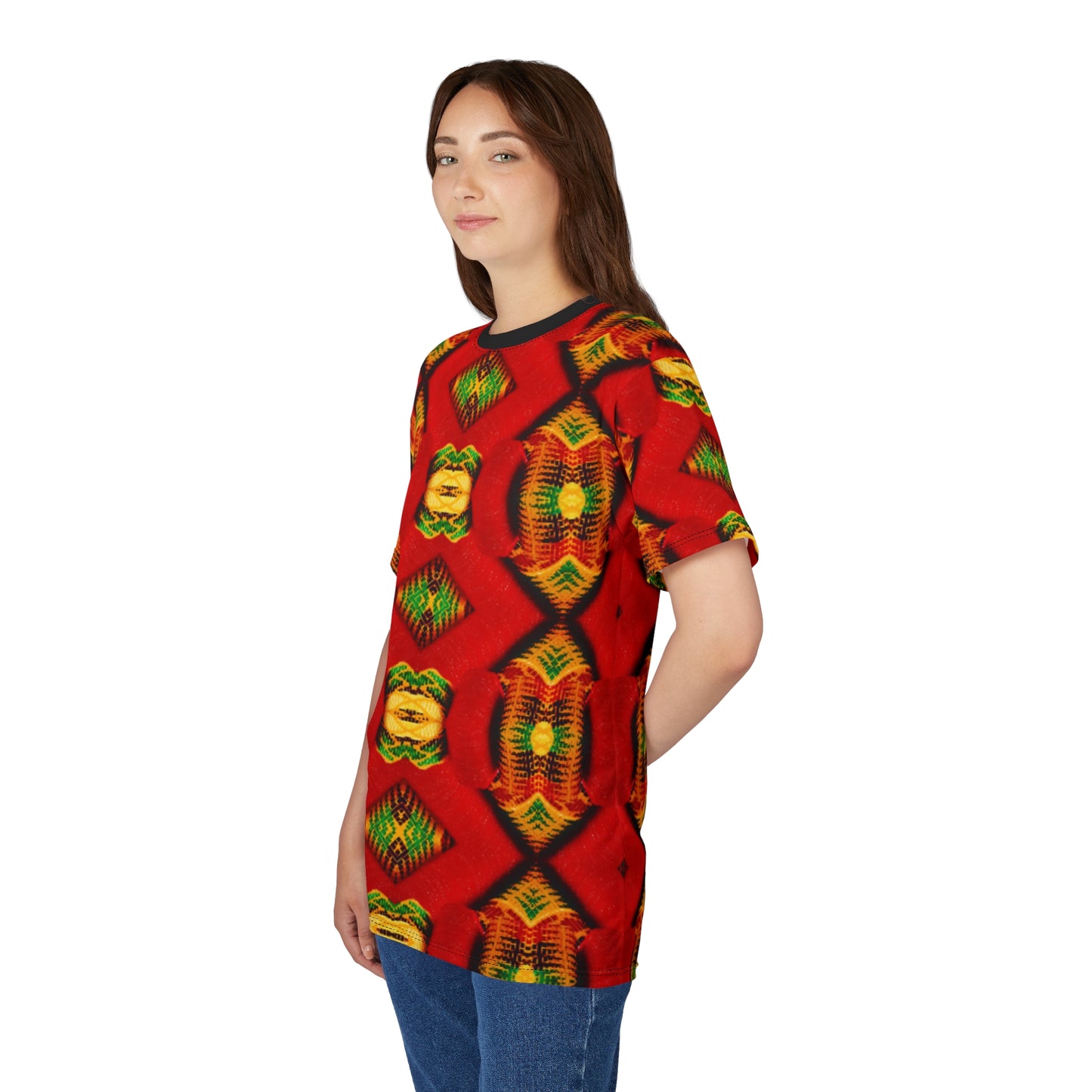 Women's Red Bold Tribal All-Over Print Unisex Cut & Sew Tee