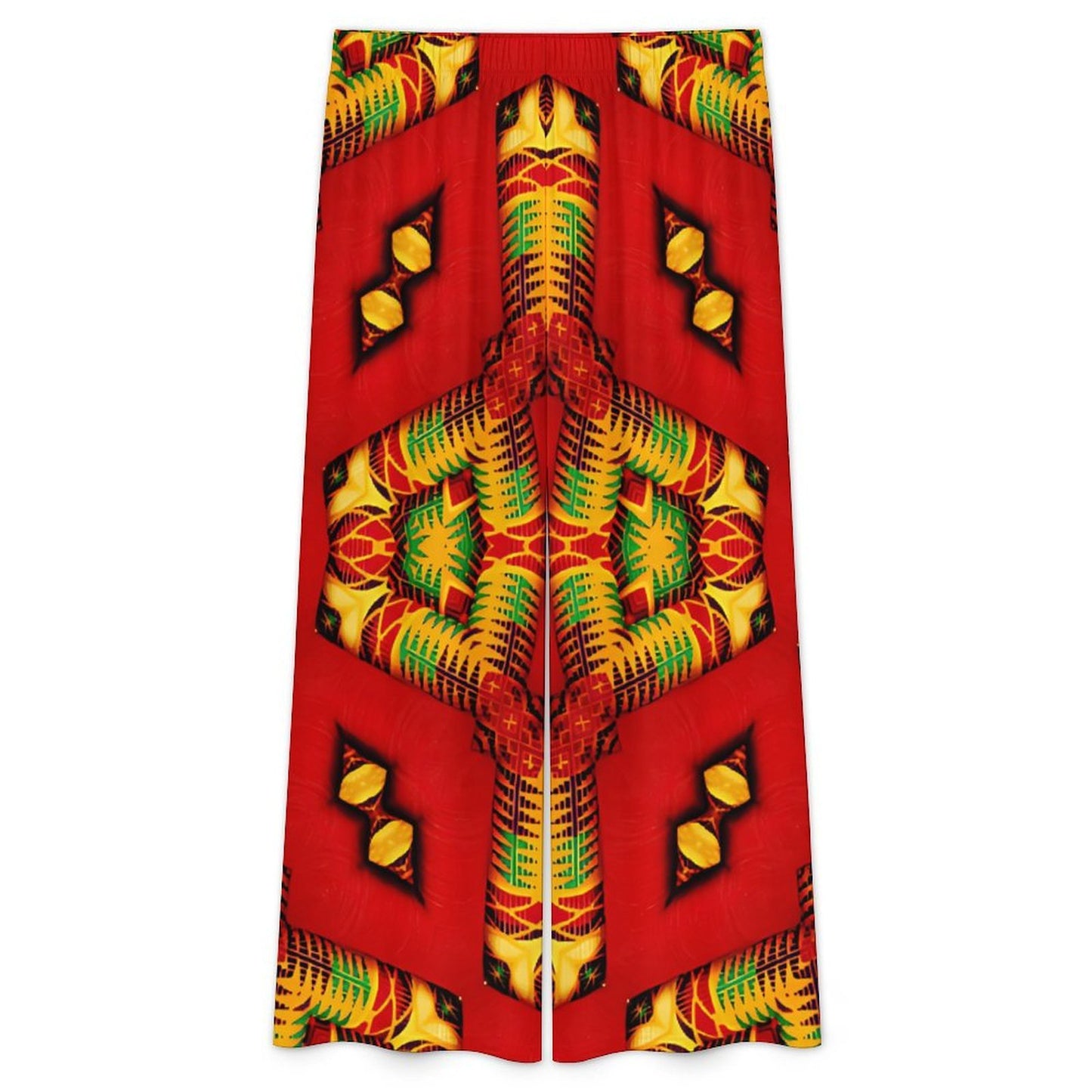Women's Vibrant African Kente-Inspired Pattern All-Over Print Side-Tie Short Sleeve Top & Wide-Leg Pants Set