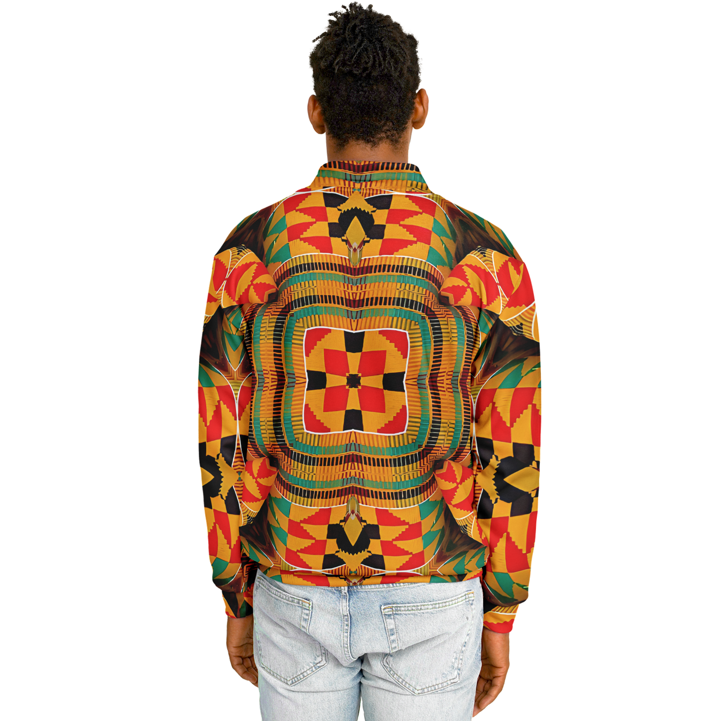 Men's Vibrant African Kente-Inspired Pattern All-Over Print Baseball Jacket