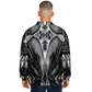 Men's Black & Silver Symmetry Pattern All-Over Print Baseball Jacket