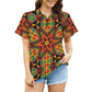 Women's African Kente Geometric Star Pattern All-Over Print Zipper Polo Shirt