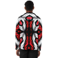Men's Abstract Red, White & Black Pattern All-Over Print Long Sleeve Hooded Performance Shirt