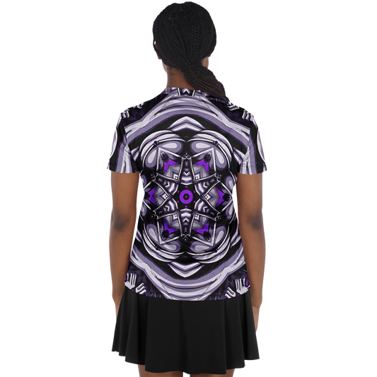 Women's Kaleidoscope Purple Stand Up Collar Polo Shirt