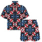 Women's Red White Blue Geometric Pattern All-Over Print All Over Print Windbreaker Short Set