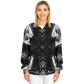Women's Black & White Geometric Pattern All Over print All Over Print Baseball Jacket