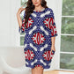 Women's Patriotic Stars & Stripes All Over Print Oversized T- Shirt Loungewear