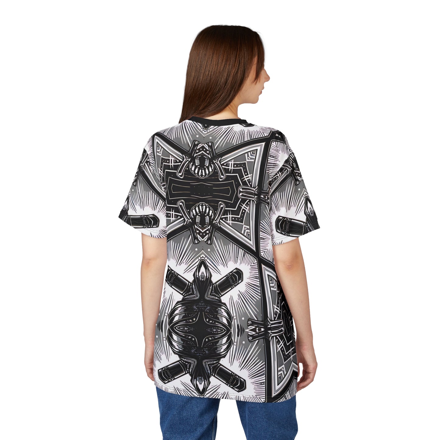 Women' Monochrome Gothic Kaleidoscope Pattern All Over Print Tee
