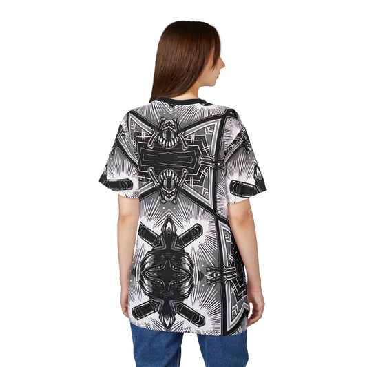 Women' Monochrome Gothic Kaleidoscope Pattern All Over Print Tee
