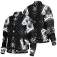 Men's Black & White Geometric Pattern All Over print All Over Print Baseball Jacket