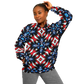 Women's Red White Blue Geometric Pattern All-Over Print Unisex Cut Baseball Jacket