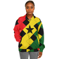Women's Red Yellow Green and Black Stars Baseball Jacket