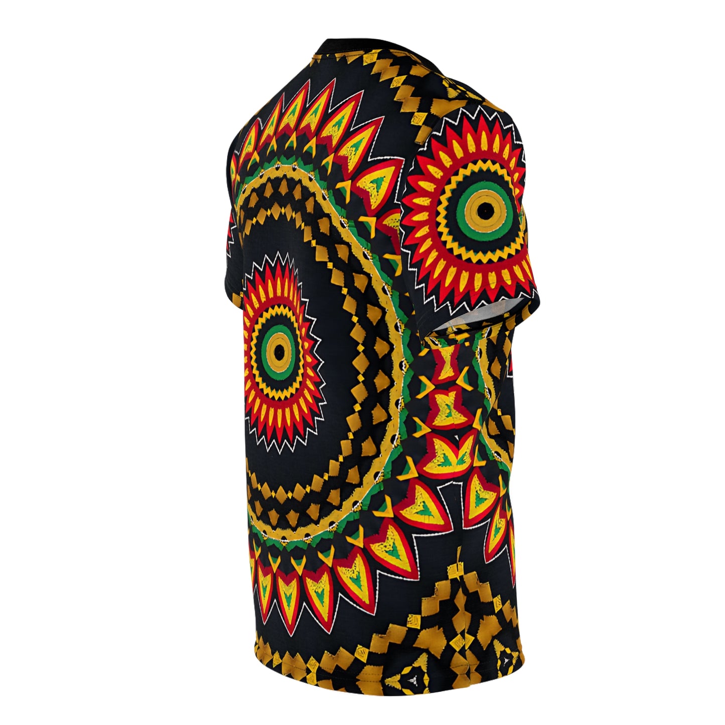 Men's Yellow Green Red Circular Pattern All-Over Print Tee