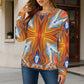 Women' Abstract Flame Kaleidoscope Pattern All Over Print Crew Neck Sweater