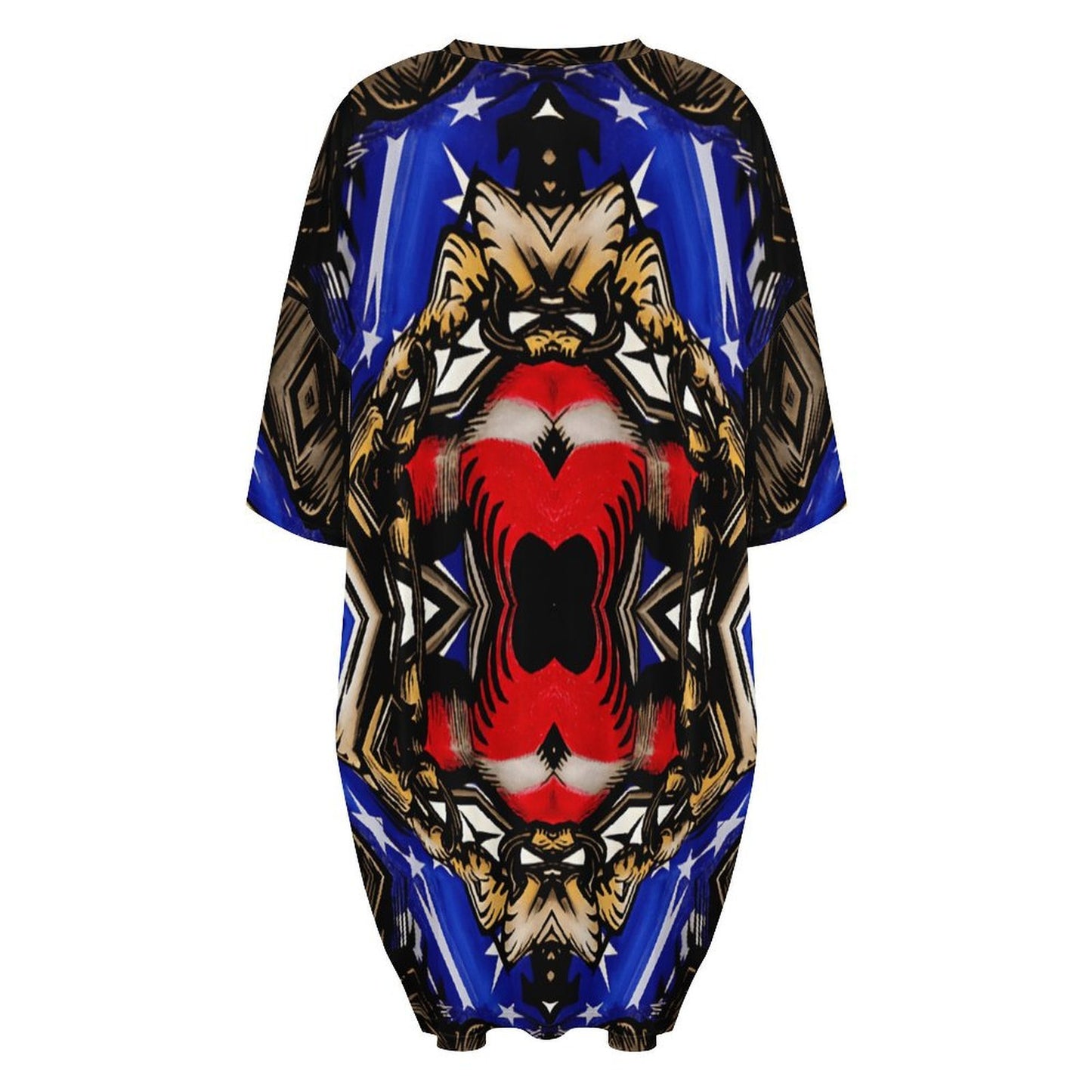 Women's Patriotic Kaleidoscope All-Over Print Oversized T- Shirt Loungewear