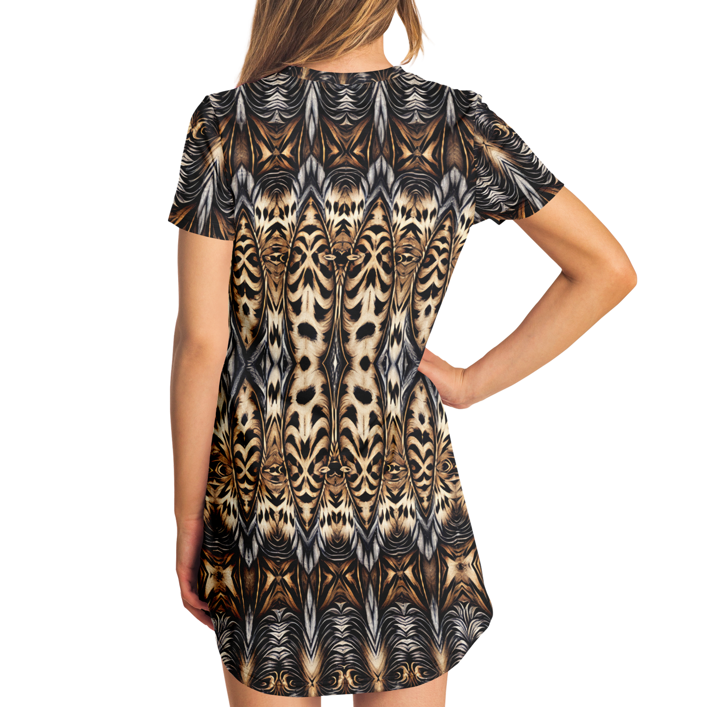 Women's Leopard Trendy Geometric Pattern All-Over Print T-Shirt Dress