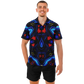 Men's Blue & Red Kaleidoscope Pattern All Over Print Spread Collar Short Sleeve Button-Down Shirt