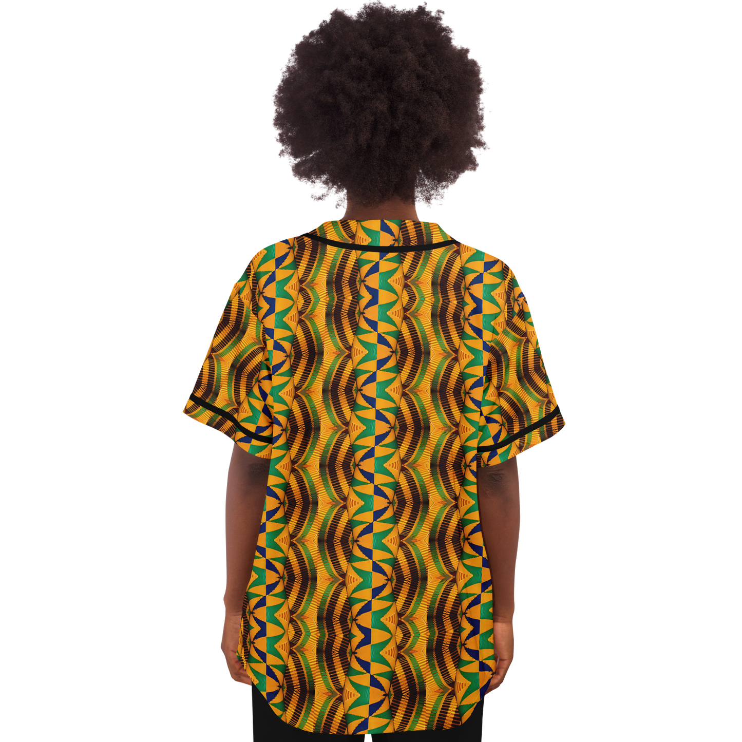 Women's African Kente Geometric Pattern All-Over Print Baseball Jersey