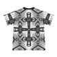 Men's Monochrome Gothic Cross Pattern All Over print All Over Print Ribbed Collar T-Shirt