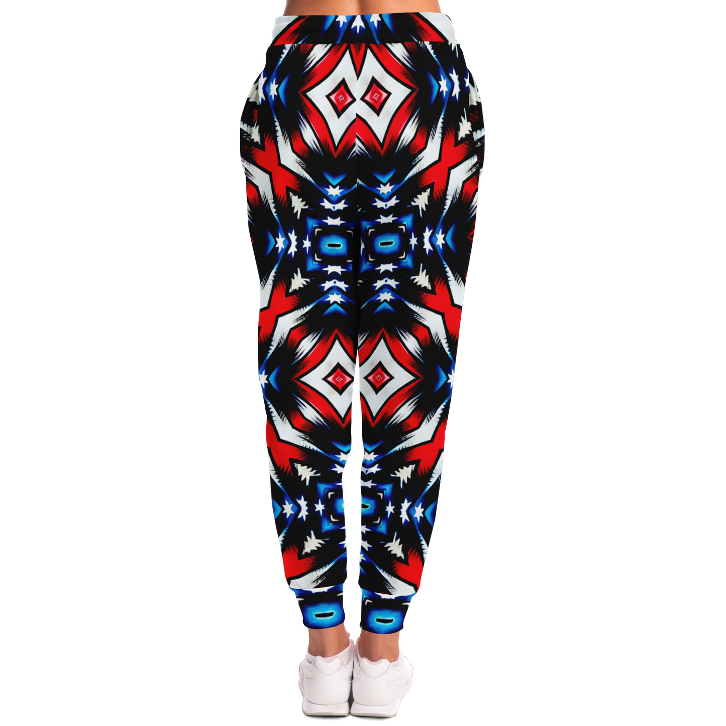 Women's Red White Blue Geometric Pattern All-Over Print Athletic Jogger