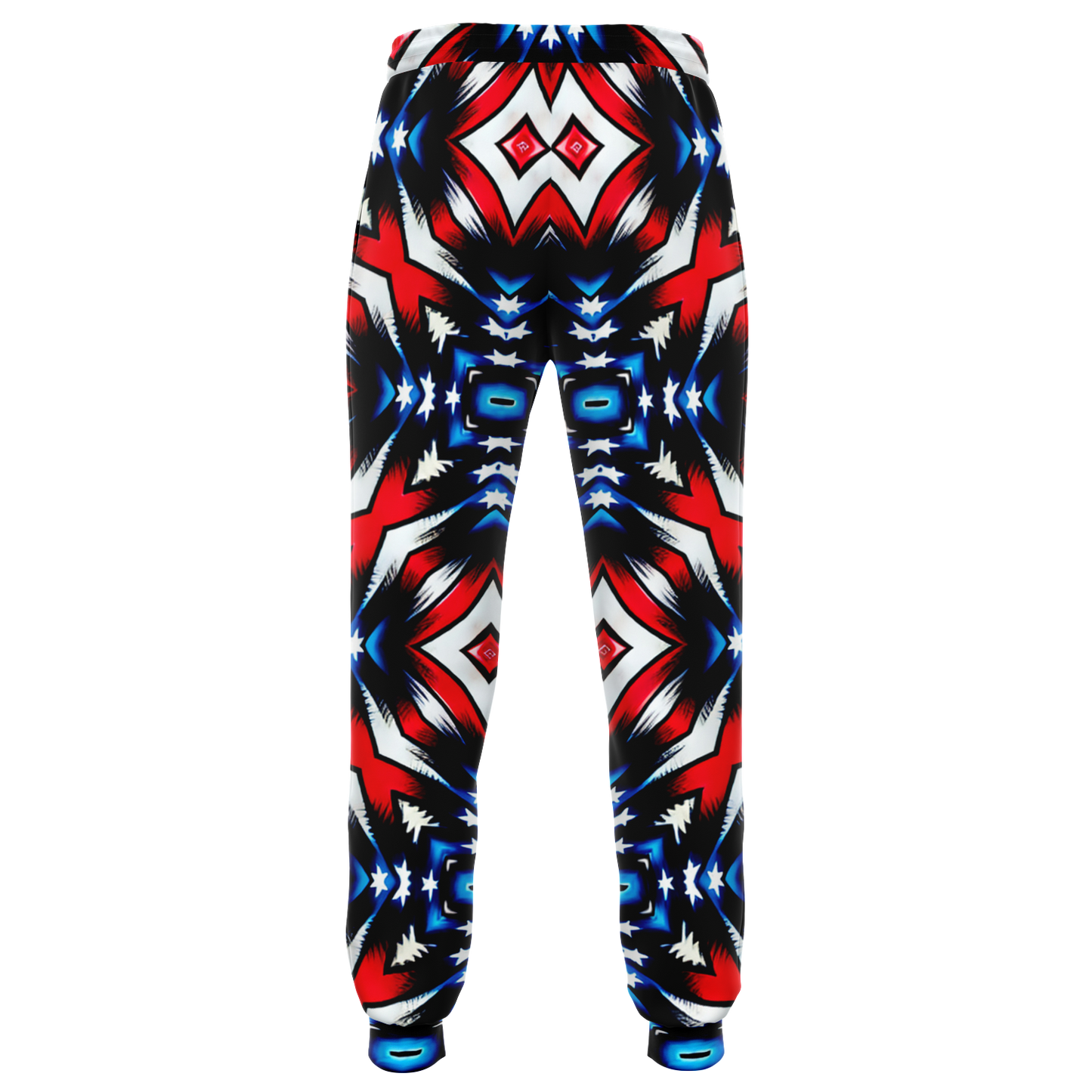 Men's Red White Blue Geometric Pattern All-Over Print Athletic Jogger