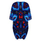Women's Blue & Red Kaleidoscope Pattern Oversized T- Shirt Loungewear