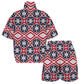Women's Patriotic Red White Blue Geometric Windbreaker Short Set