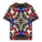 Men's Patriotic Stars & Cross Kaleidoscope Pattern All-Over Print Men's Plus Size Drop Shoulder T-Shirt