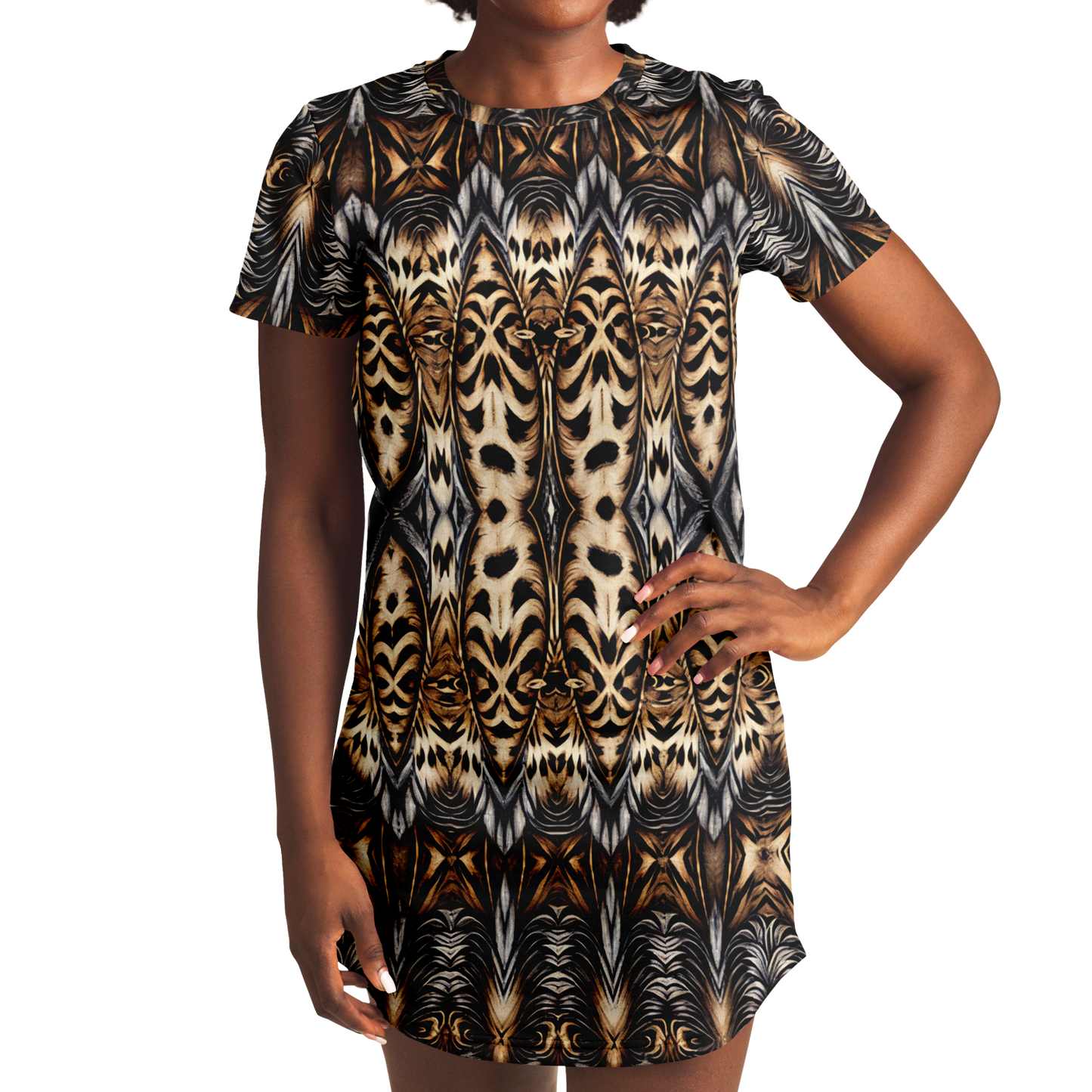 Women's Leopard Trendy Geometric Pattern All-Over Print T-Shirt Dress