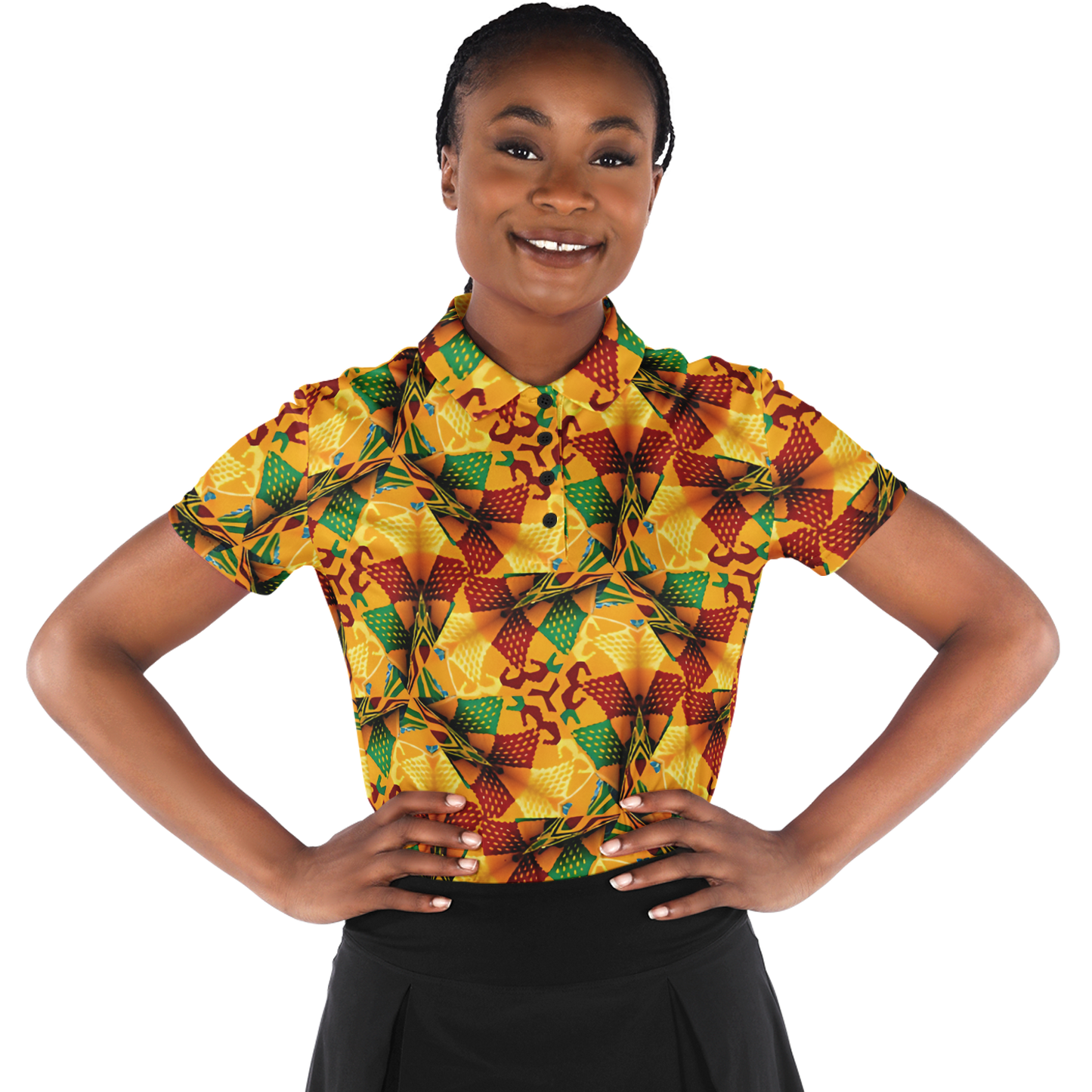 Women's Vibrant Autumn Kaleidoscope Polyester Polo Shirt