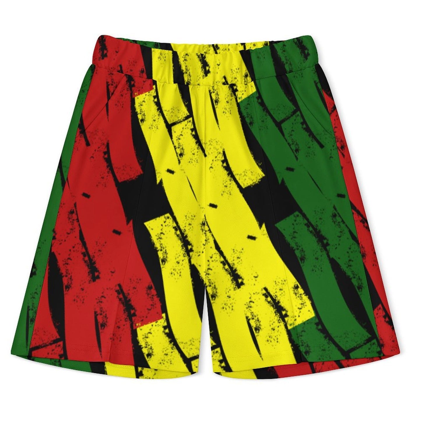 Men's Red Yellow Green and Black Stars Zip-Up Polo Set