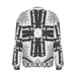 Women's Black & White Kaleidoscope Cross Pattern All Over Print Crew Neck Sweater.
