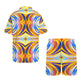 Men Abstract Sunburst Pattern All Over print Hawaiian Shirt & Shorts Set