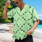 Men's Bold Green Geometric Black Dot-Node Pattern All-Over Print Hawaiian Shirt