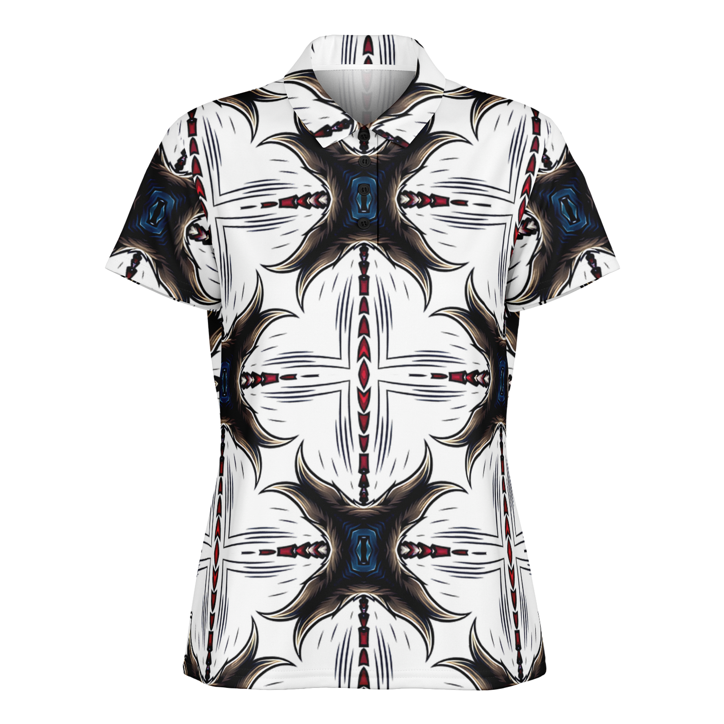 Women's Abstract Symmetry Pattern Polyester Polo Shirt