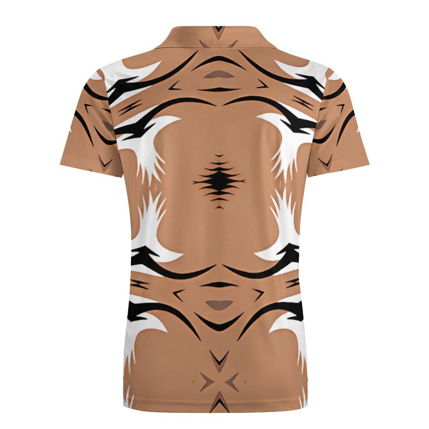 Men's Brown Tribal Wave Pattern All-Over Print Premium Ice Silk Polo Shirt