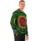 Men's Green Striped with Vibrant Accent Pattern All Over print Long Sleeve Hooded Performance Shirt
