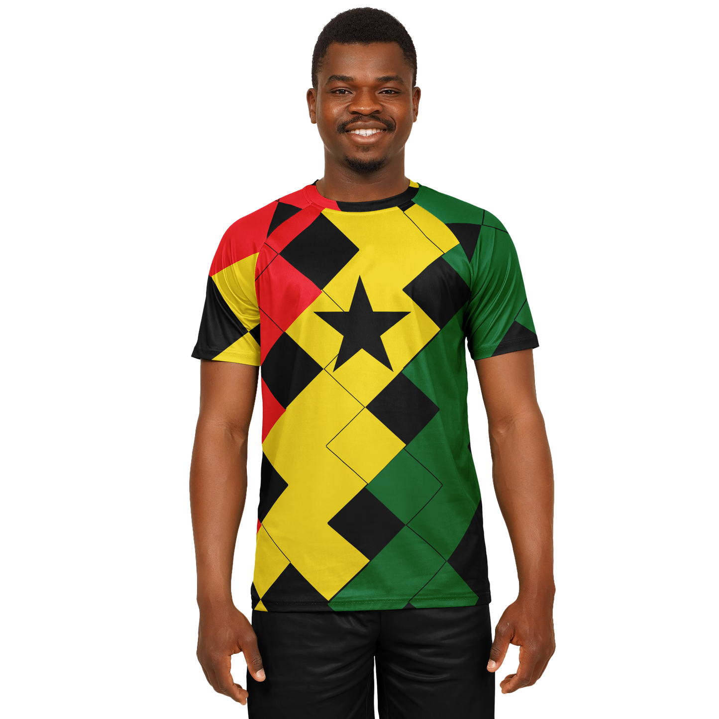 Men's Red Yellow Green and Black Stars Soccer Jersey