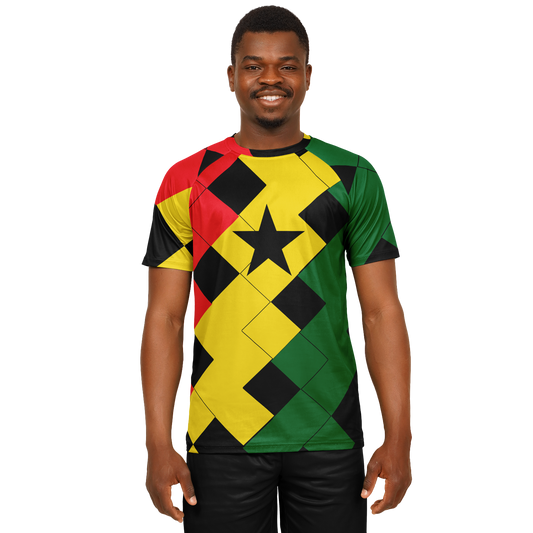 Men's Red Yellow Green and Black Stars Soccer Jersey