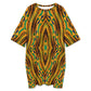 Women's Bold African Kente Inspired Pattern All-Over Print Oversized T- Shirt Loungewear