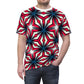 Men's Red, White & Blue Geometric Star Pattern All-Over Print Unisex Cut & Sew Tee