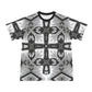 Men's Monochrome Gothic Cross Pattern All Over print All Over Print Ribbed Collar T-Shirt