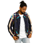 Men's Abstract Neon Geometry Pattern Design All Over Print Baseball Jacket