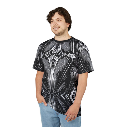 Men's Black & Silver Symmetry Pattern All-Over Print Tee