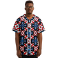 Men's Red White Blue Geometric Pattern All-Over Print Baseball Jersey